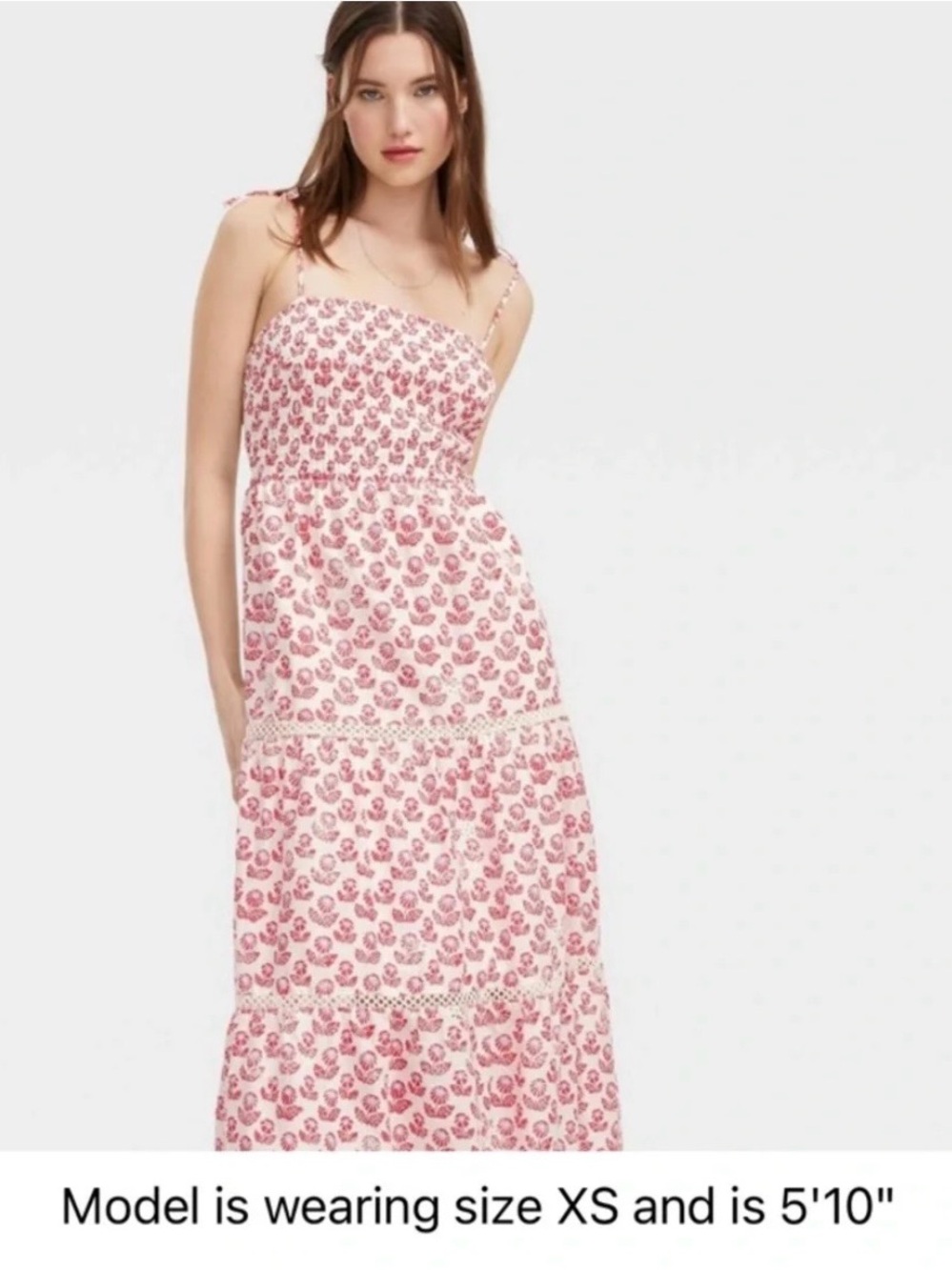 NWT Roller Rabbit X Target, Smocked Floral Maxi Dress with Tie Straps